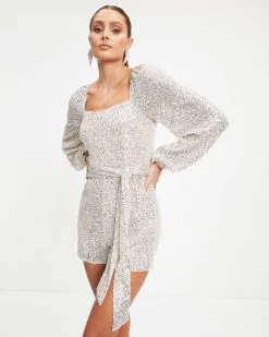 Spread The Sparkle Sequins Romper - Silver - FINAL SALE 12 Spread The Sparkle Sequins Romper - Silver - FINAL SALE -clothes Sales Spread The Sparkle Sequins Romper Silver 0806