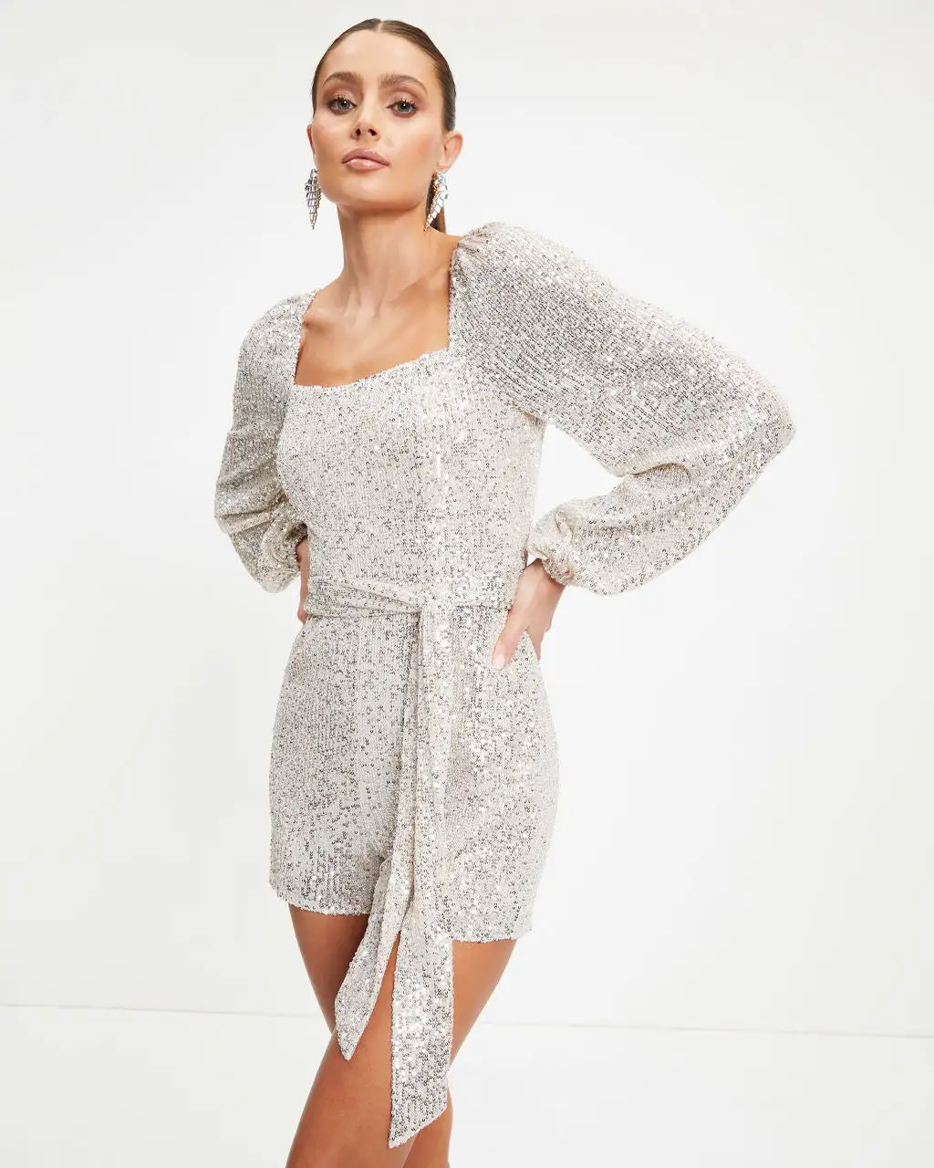 Spread The Sparkle Sequins Romper - Silver - FINAL SALE 6 Spread The Sparkle Sequins Romper - Silver - FINAL SALE - Image 6
