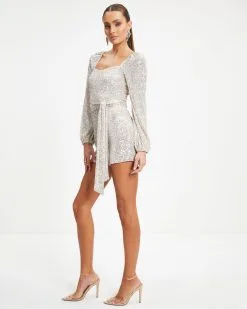 Spread The Sparkle Sequins Romper - Silver - FINAL SALE 11 Spread The Sparkle Sequins Romper - Silver - FINAL SALE -clothes Sales Spread The Sparkle Sequins Romper Silver 0852