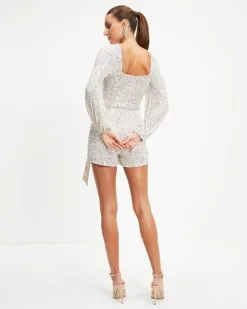 Spread The Sparkle Sequins Romper - Silver - FINAL SALE 10 Spread The Sparkle Sequins Romper - Silver - FINAL SALE -clothes Sales Spread The Sparkle Sequins Romper Silver 0868