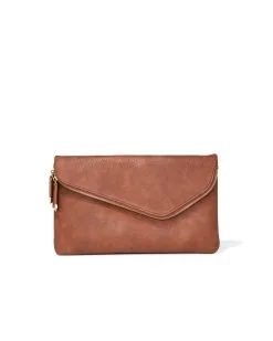 Stella Crossbody Envelope Zip Clutch - Tan - SALE