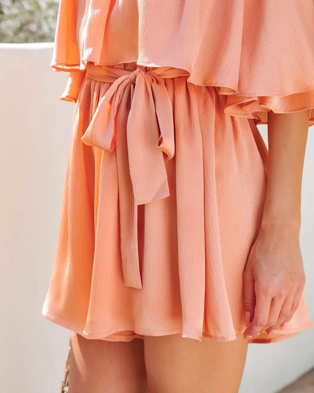 Sunset In Cabo Off The Shoulder Romper - Apricot - LAST CHANCE 4 Sunset In Cabo Off The Shoulder Romper - Apricot - LAST CHANCE - Image 4