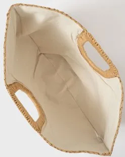 Tara Straw Woven Tote - Natural -clothes Sales TaraStrawWovenTote Natural Interior