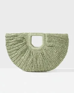 Tara Straw Woven Tote - Sage