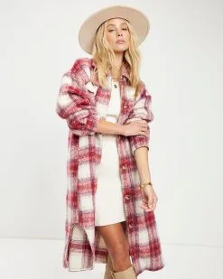 That September Feeling Plaid Pocketed Button Down Coat - FINAL SALE -clothes Sales That September Feeling Plaid Pocketed ButtonDown Coat 4509
