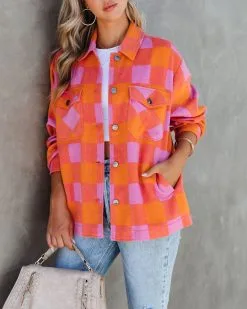 Timber Checkered Pocketed Shacket - FINAL SALE -clothes Sales TimberCheckeredPocketedShacket78