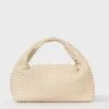 Trudie Faux Leather Woven Shoulder Bag - Cream