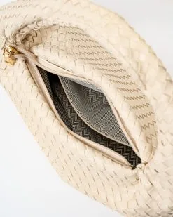 Trudie Faux Leather Woven Shoulder Bag - Cream -clothes Sales TrudieFauxLeatherWovenShoulderBag Cream Interior