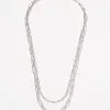 Tyra Paper Clip Chain Layered Necklace - Silver