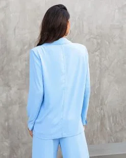 Unedited Padded Shoulder Blazer - Light Blue - SALE -clothes Sales UneditedPaddedShoulderBlazer UneditedPocketedWideLegPant LightBlue109