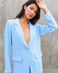 Unedited Padded Shoulder Blazer - Light Blue - SALE -clothes Sales UneditedPaddedShoulderBlazer UneditedPocketedWideLegPant LightBlue43