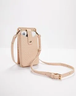 Claire Woven Phone + Cardholder Crossbody Bag - Natural