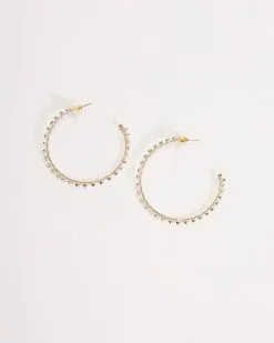 Rafaela Beaded Hoop Earrings - Silver Gold