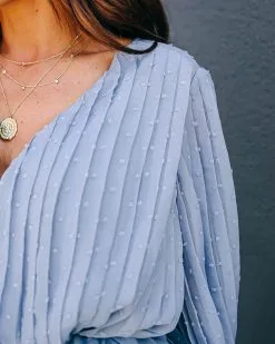 Exclusivity Swiss Dot Pleated Romper - Light Blue - FINAL SALE -clothes Sales VICI10.1.19 473