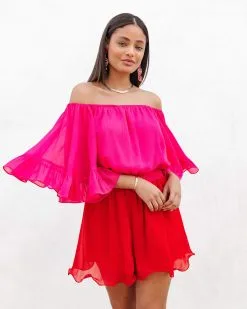 Valentina Colorblock Off The Shoulder Romper - FINAL SALE