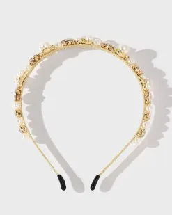 Vera Crystal Pearl Embellished Headband