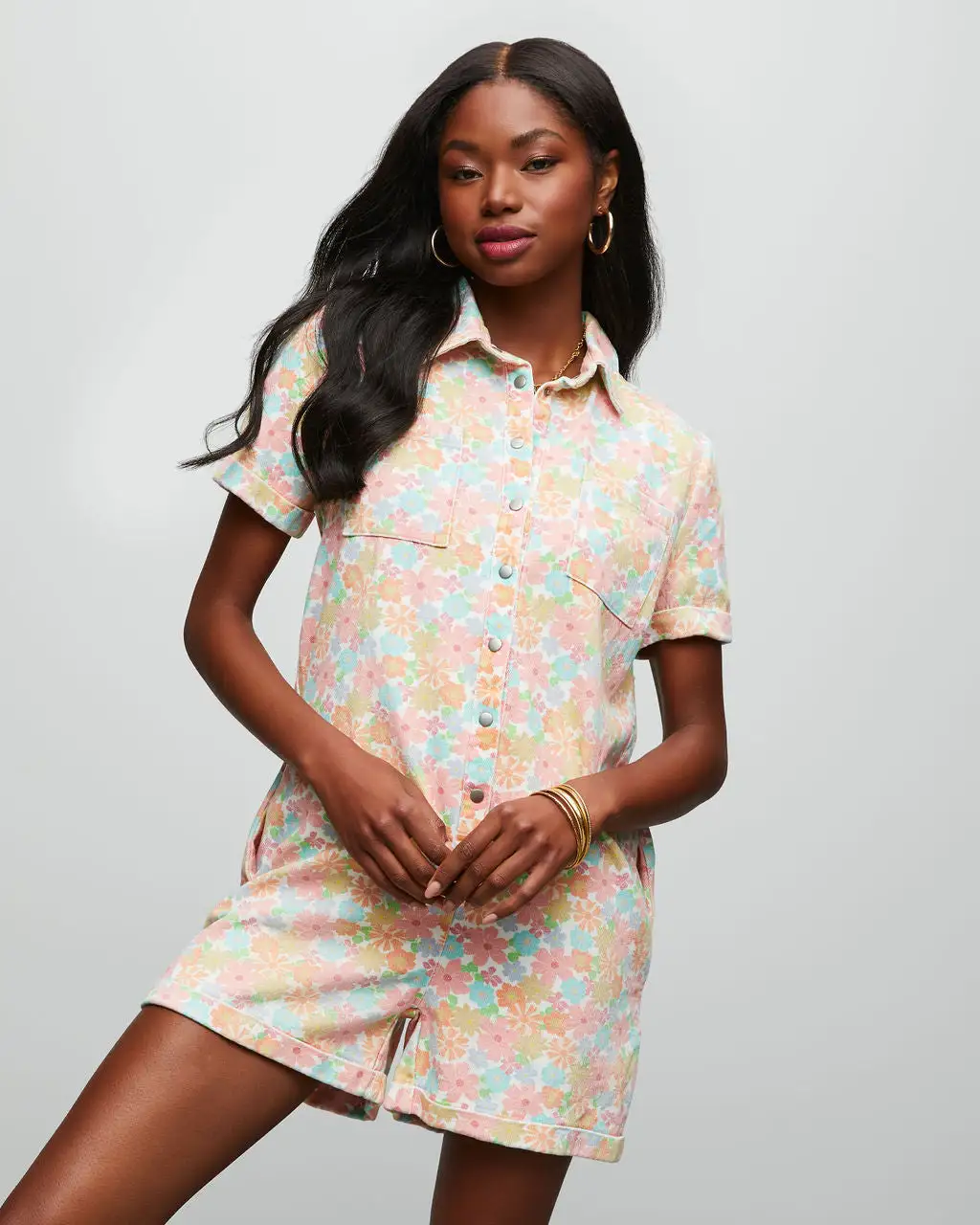 Vibrant Blossoms Pocketed Floral Romper 1 Vibrant Blossoms Pocketed Floral Romper