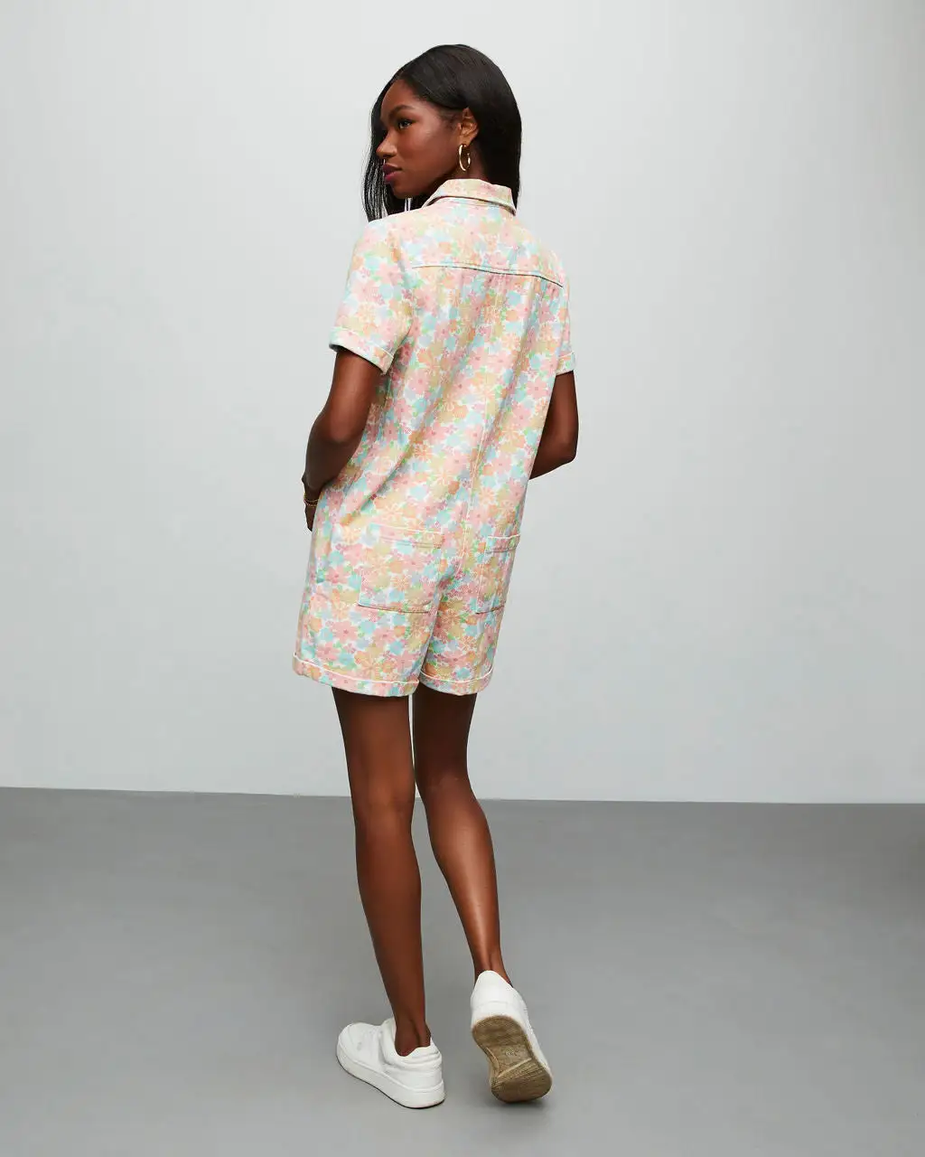 Vibrant Blossoms Pocketed Floral Romper 2 Vibrant Blossoms Pocketed Floral Romper - Image 2