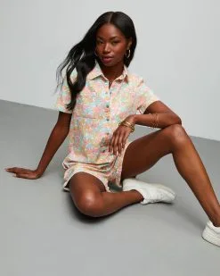 Vibrant Blossoms Pocketed Floral Romper 13 Vibrant Blossoms Pocketed Floral Romper -clothes Sales VibrantBlossomsPocketedFloralRomper multicolor 6337