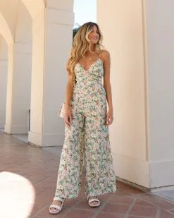 Chasing Dreams Floral Cotton Blend Wide Leg Jumpsuit