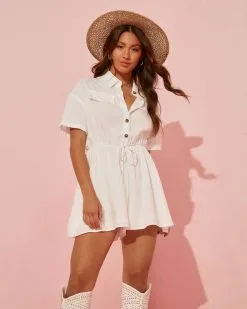 Vivica Drawstring Romper - White