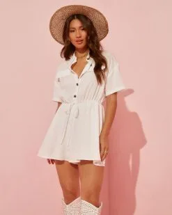 Vivica Drawstring Romper - White 9 Vivica Drawstring Romper - White -clothes Sales VivicaDrawstringRomper White011