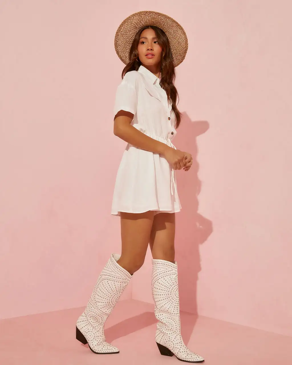 Vivica Drawstring Romper - White 2 Vivica Drawstring Romper - White - Image 2