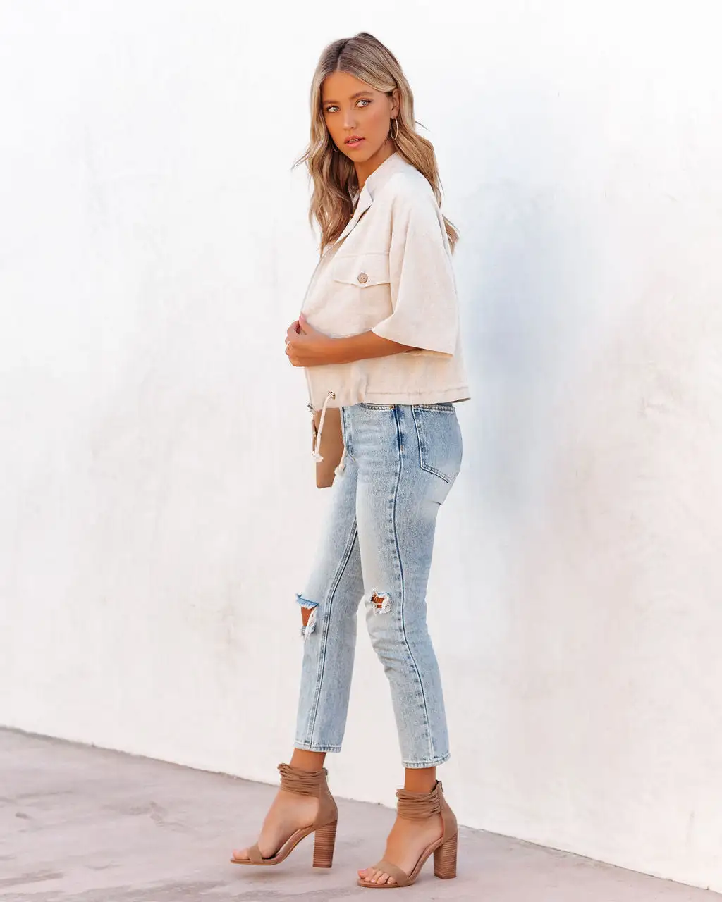 Willy Linen Blend Zip Up Jacket - Oatmeal - FINAL SALE 7 Willy Linen Blend Zip Up Jacket - Oatmeal - FINAL SALE - Image 7