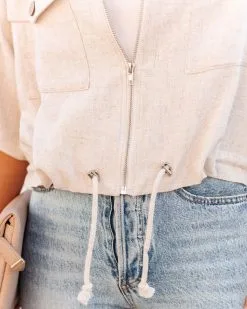 Willy Linen Blend Zip Up Jacket - Oatmeal - FINAL SALE 12 Willy Linen Blend Zip Up Jacket - Oatmeal - FINAL SALE -clothes Sales WillyLinenBlendZipUpJacketOatmeal69