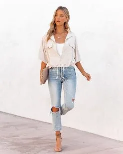 Willy Linen Blend Zip Up Jacket - Oatmeal - FINAL SALE 13 Willy Linen Blend Zip Up Jacket - Oatmeal - FINAL SALE -clothes Sales WillyLinenBlendZipUpJacketOatmeal78