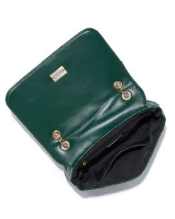 Yvette Quilted Crossbody Shoulder Bag - Green - LAST CHANCE -clothes Sales YvetteQuiltedCrossbodyShoulderBag Green Interior