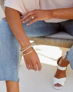 Aileen Pearl Embellished Layered Bracelet - Gold -clothes Sales aileenpearlembellishedlayeredbraceletgold41