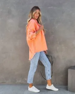 Alberta Cotton Frayed Shacket - Orange - FINAL SALE -clothes Sales albertacottonfrayedshacketorange23