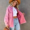 Alberta Cotton Frayed Shacket - Pink - FINAL SALE