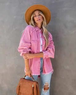 Alberta Cotton Frayed Shacket - Pink - FINAL SALE -clothes Sales albertacottonfrayedshacketpink97