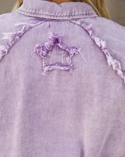 Alberta Cotton Frayed Shacket - Purple - FINAL SALE 12 Alberta Cotton Frayed Shacket - Purple - FINAL SALE -clothes Sales albertacottonfrayedshacketpurple115