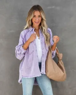Alberta Cotton Frayed Shacket - Purple - FINAL SALE 15 Alberta Cotton Frayed Shacket - Purple - FINAL SALE -clothes Sales albertacottonfrayedshacketpurple77