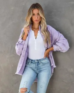 Alberta Cotton Frayed Shacket - Purple - FINAL SALE 17 Alberta Cotton Frayed Shacket - Purple - FINAL SALE -clothes Sales albertacottonfrayedshacketpurple91