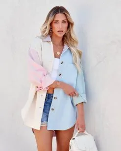 All For Love Colorblock Denim Shacket - FINAL SALE