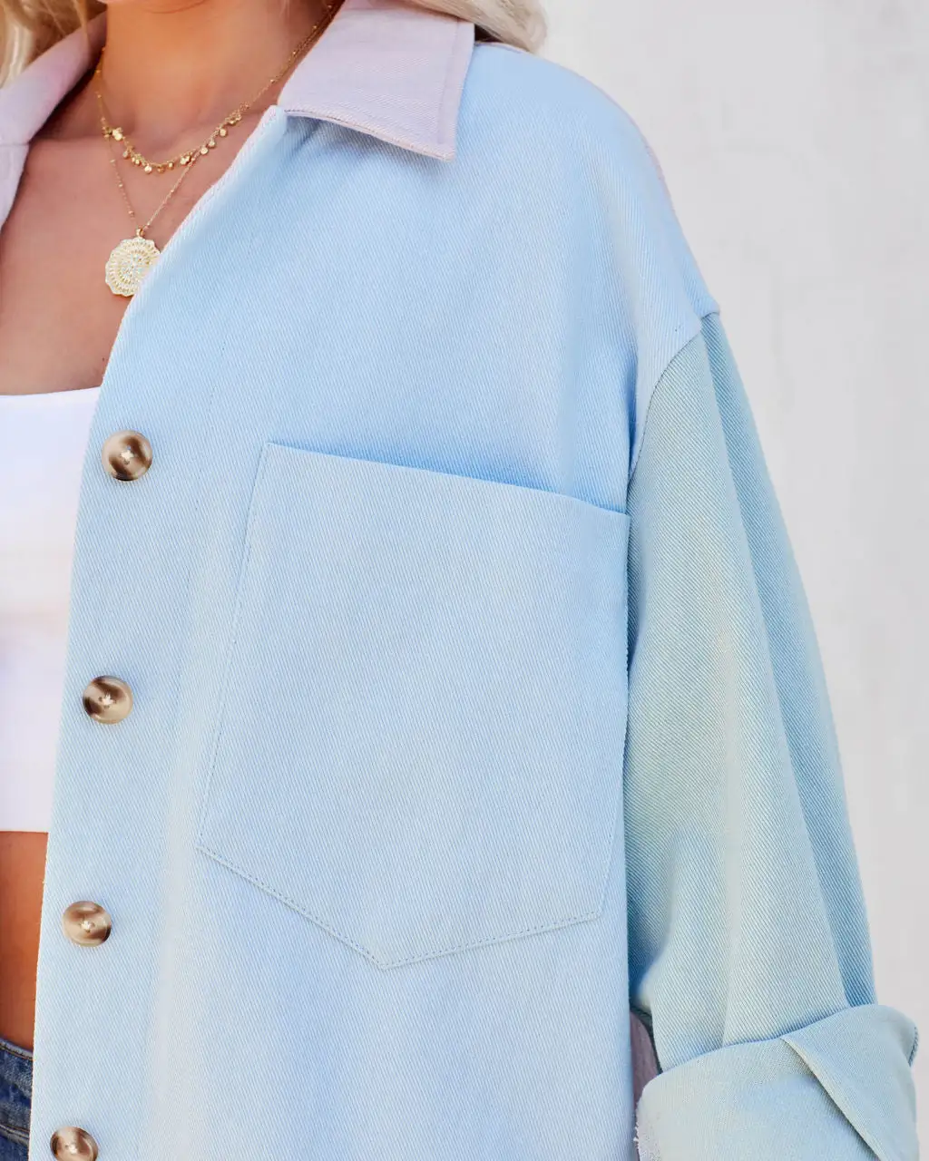 All For Love Colorblock Denim Shacket - FINAL SALE 4 All For Love Colorblock Denim Shacket - FINAL SALE - Image 4