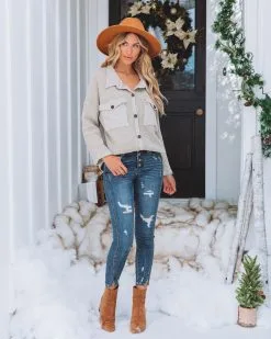 Allister Cotton Thermal Shacket - Stone - FINAL SALE