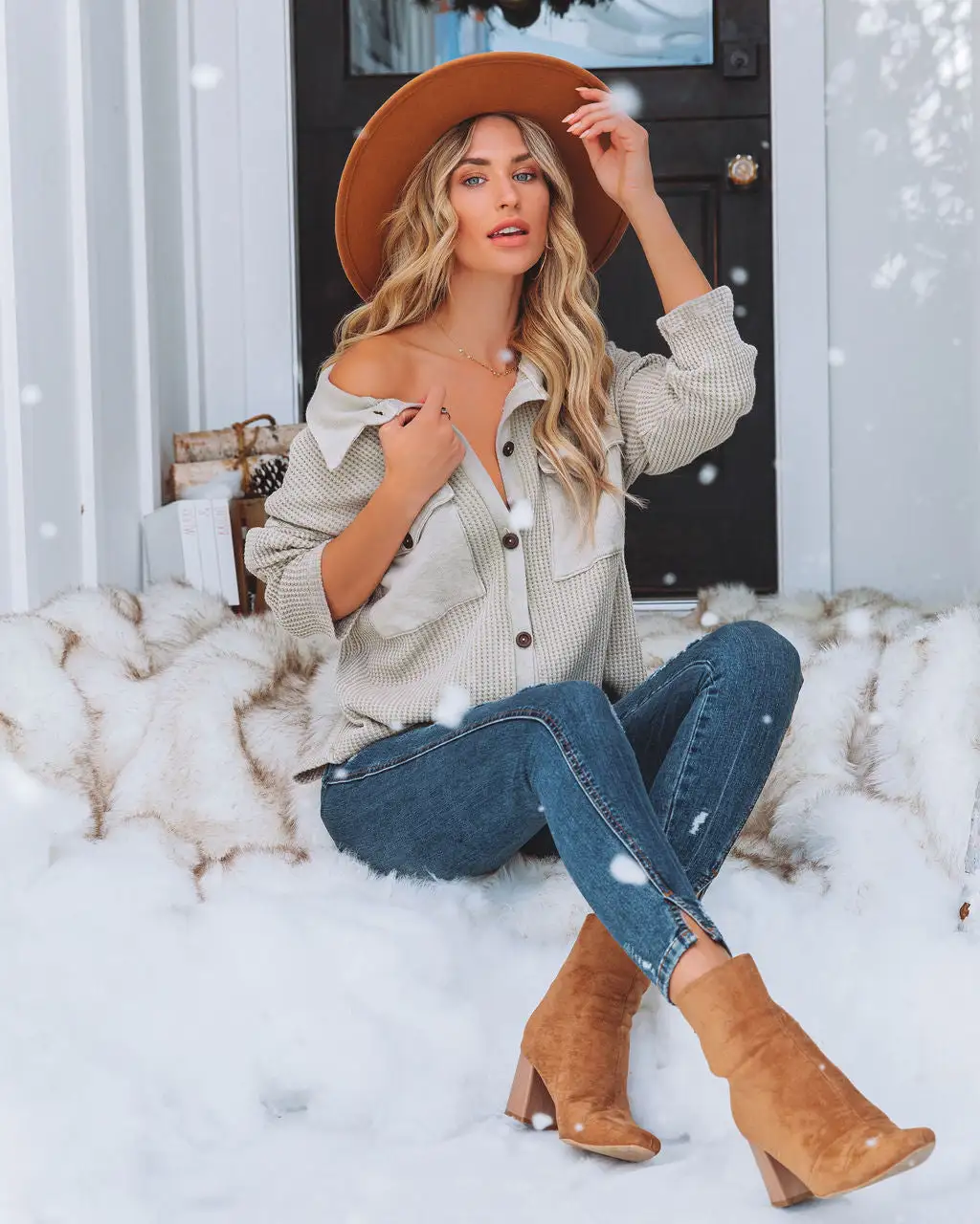 Allister Cotton Thermal Shacket - Stone - FINAL SALE 3 Allister Cotton Thermal Shacket - Stone - FINAL SALE - Image 3