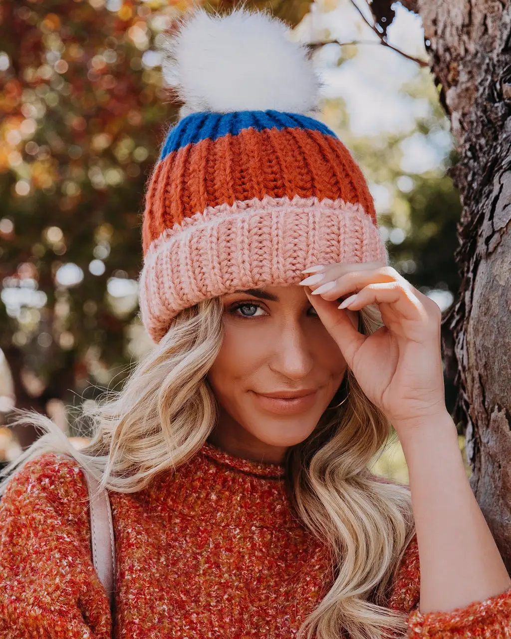 Alpine Pom Beanie - Rust Multi - LAST CHANCE 4 Alpine Pom Beanie - Rust Multi - LAST CHANCE - Image 4
