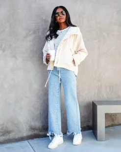 Always A Breeze Lightweight Pocketed Hooded Jacket - Beige - SALE