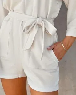 Amelie Jane Cotton Pocketed Romper - Cream - FINAL SALE -clothes Sales ameliejanecottonpocketedrompercream130