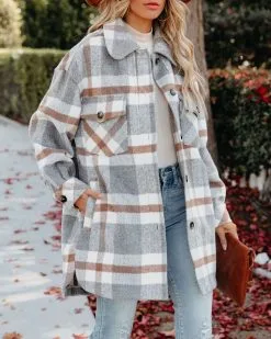 Anise Pocketed Plaid Coat - FINAL SALE -clothes Sales anisepocketedplaidcoat48