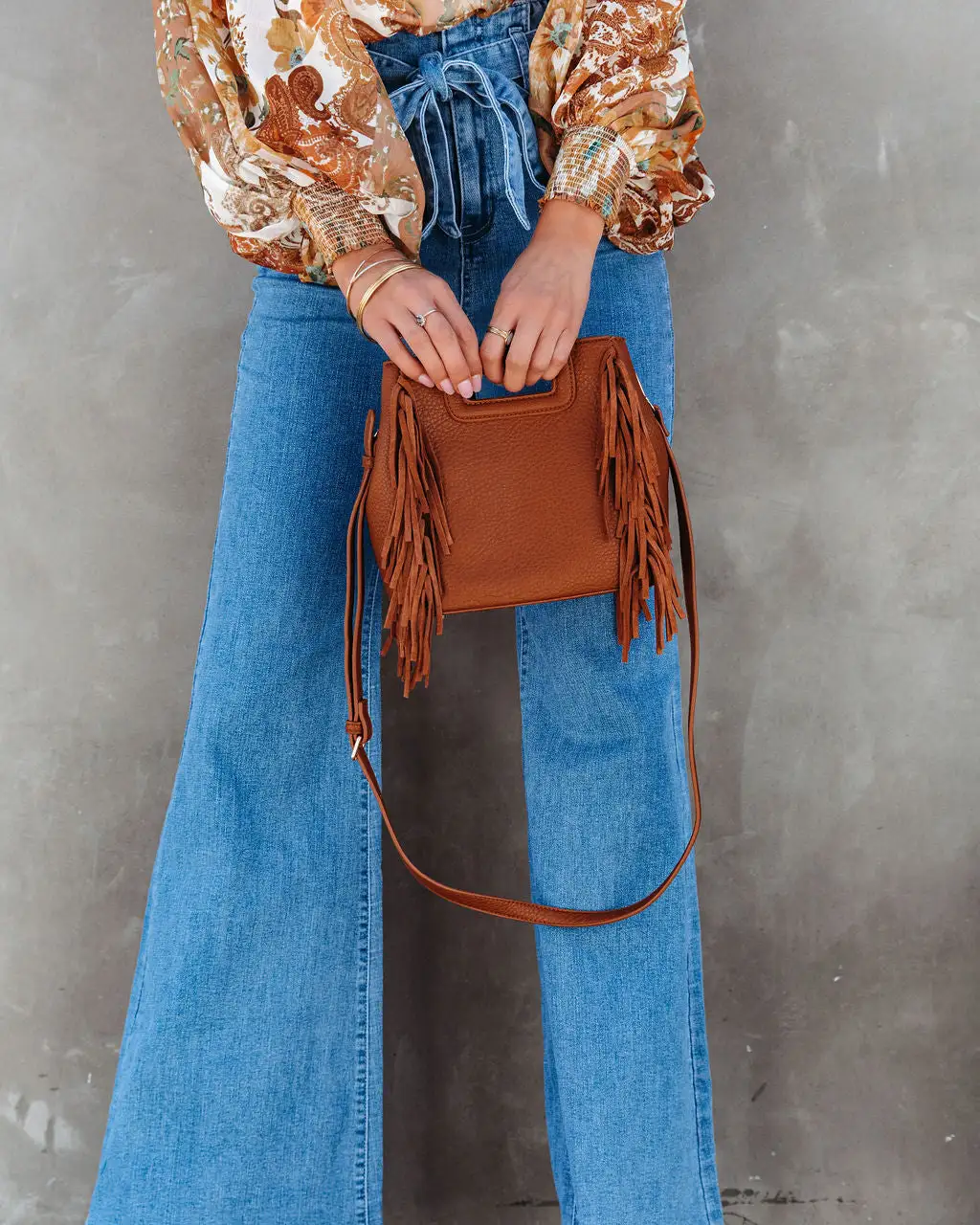 Aria Fringe Crossbody Bag - Tan - LAST CHANCE 2 Aria Fringe Crossbody Bag - Tan - LAST CHANCE - Image 2