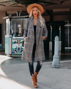 Asher Pocketed Houndstooth Coat - FINAL SALE