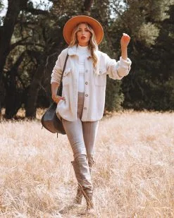 Baxter Pocketed Sherpa Jacket - Cream - FINAL SALE