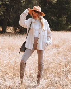 Baxter Pocketed Sherpa Jacket - Cream - FINAL SALE -clothes Sales baxterpocketedsherpajacketcream5